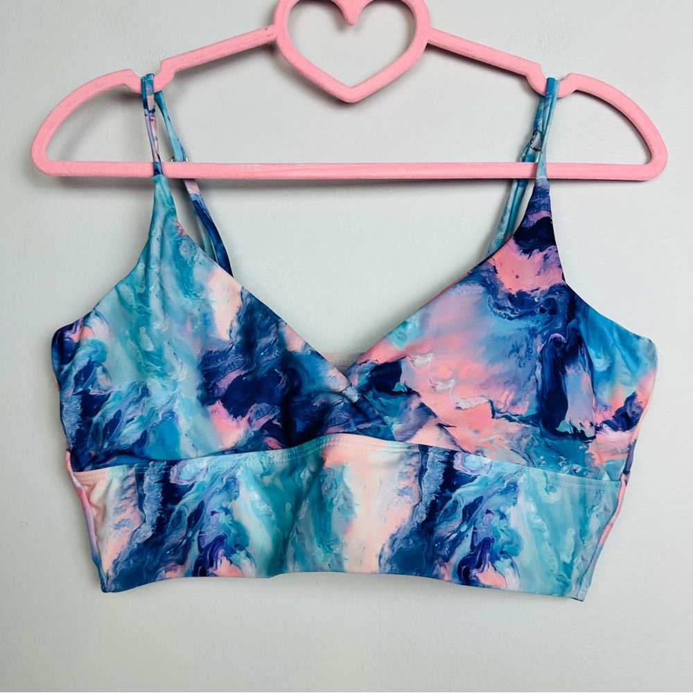 SHEIN Blue and Pink Bikini Top Size XL
